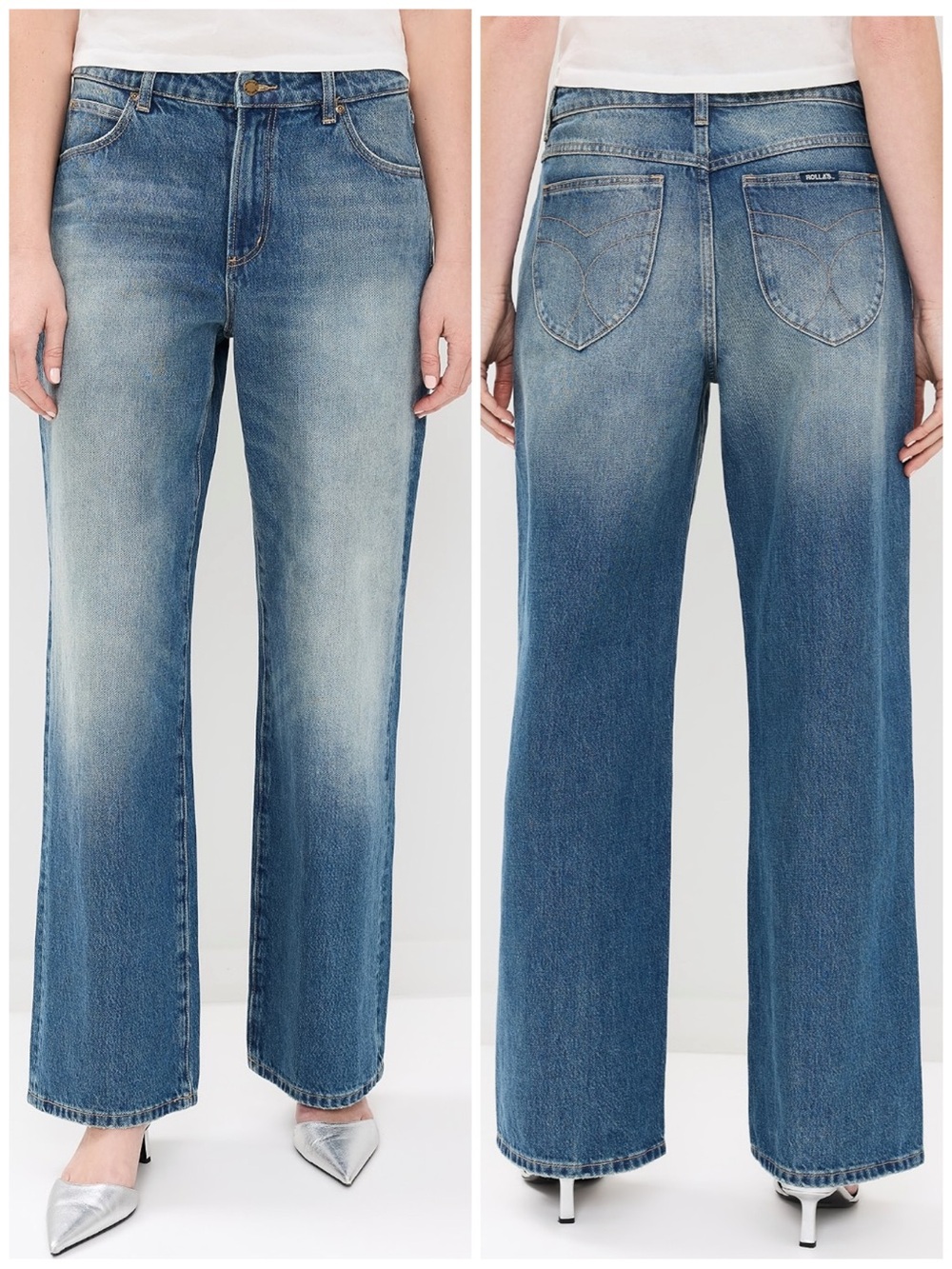 ROLLA'S KATE BAGGY HIGH RISE IN TOUGH STONE WASH MID VINTAGE BLUE DENIM Size 26